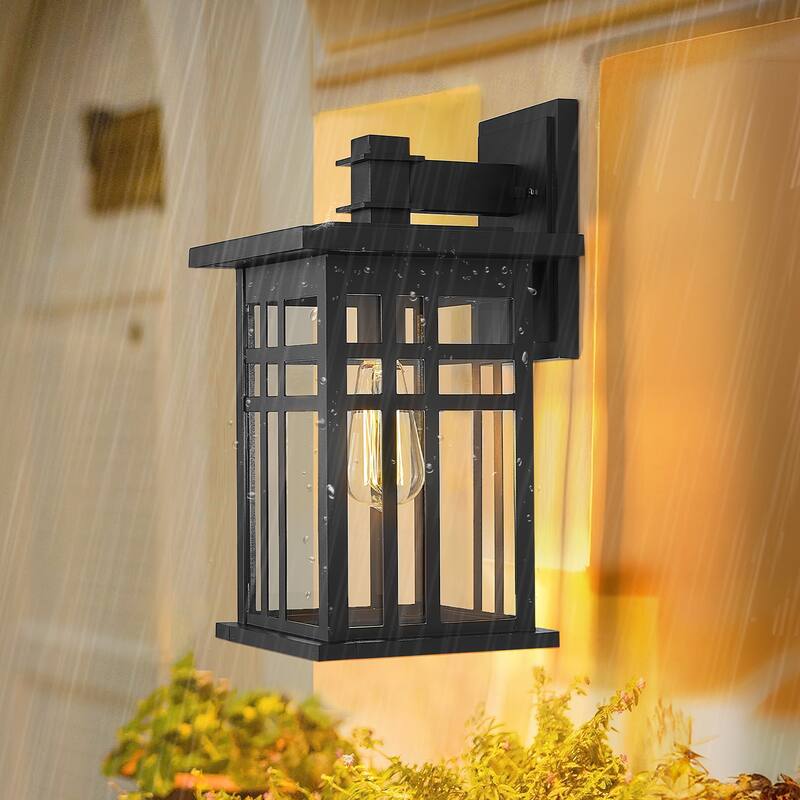 Modern Farmhouse Outdoor Wall Light with Clear Glass for Front Porch
