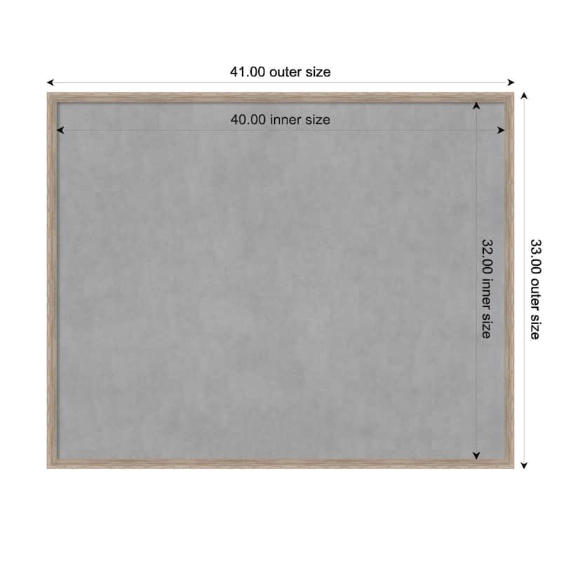 Amanti Art Hardwood Wedge White Wash Framed Magnetic Board - Board Size 40x32