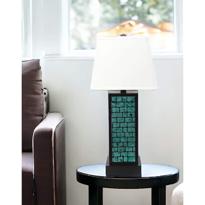 Metal Bedside Table Lamp with White Empire Linen Shade - 15” x 13” x 30.75”