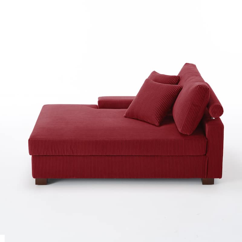 Corduroy Chaise Lounge Chair Upholstered Indoor Lounger Sofa