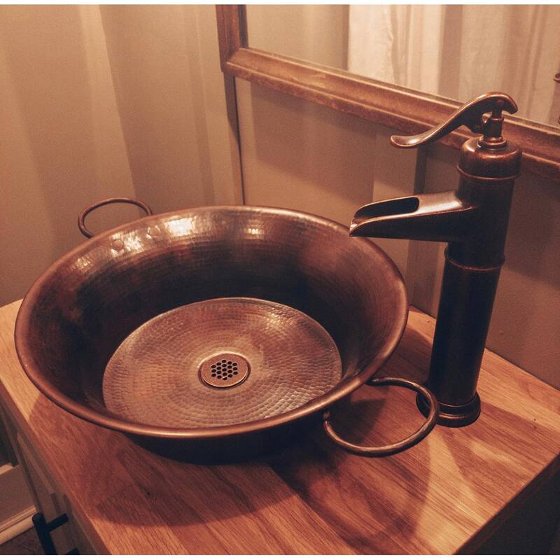 Copernicus Copper 21" Round Vessel Sink with Ashfield Vessel Faucet Kit
