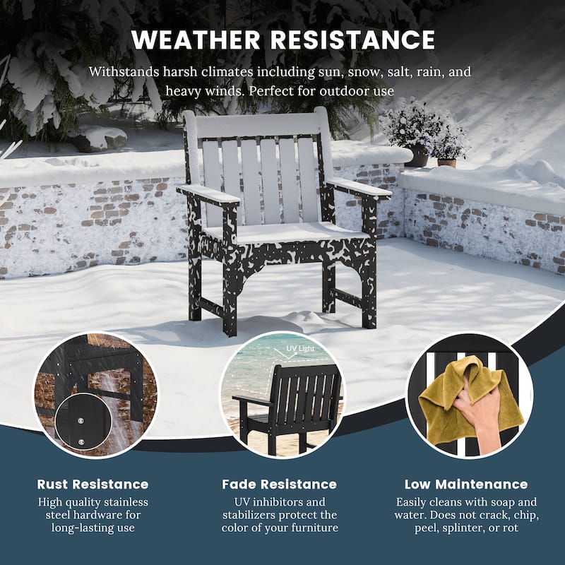 Polytrends Laguna Outdoor Patio 4-Piece Garden Chair and Porch Bench Conversation Set