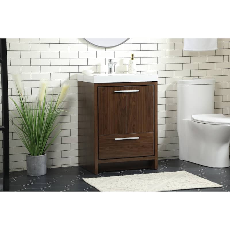 Line 24 - 30 Inch Single Bathroom Vanity - 24 Inches - Walnut