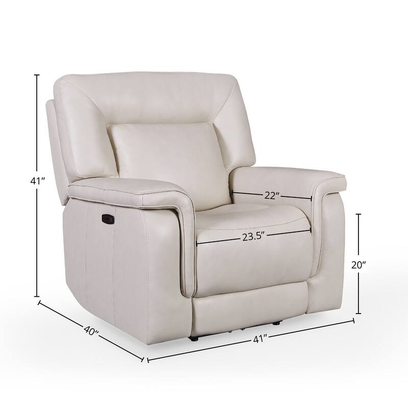 Austin Dual Power Zero Gravity Leather Recliner, Dove