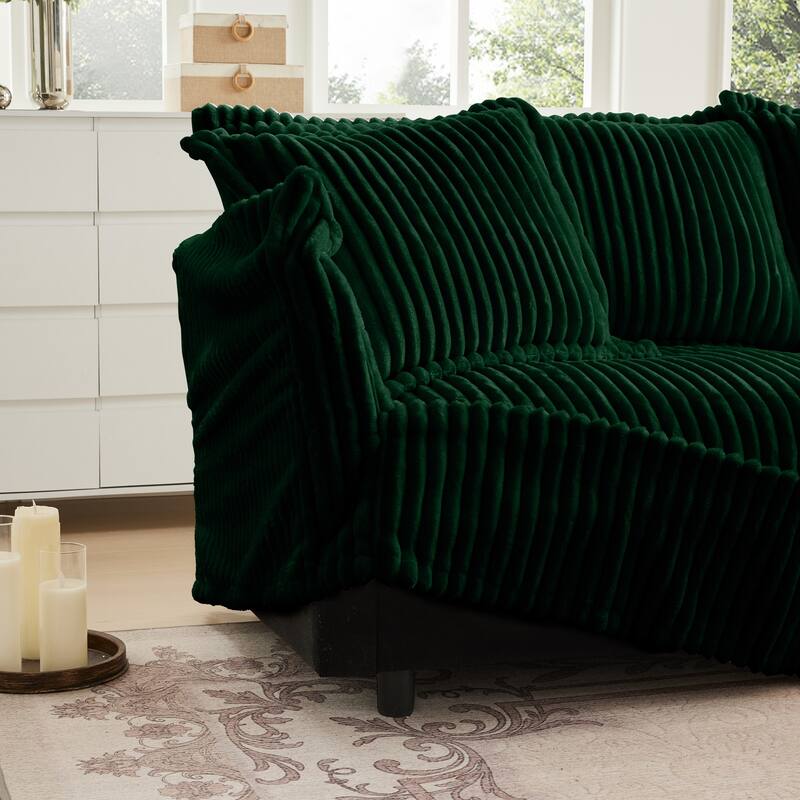 Corduroy L-Shaped Sectional Sofa with Deep Seats, 4-Seater