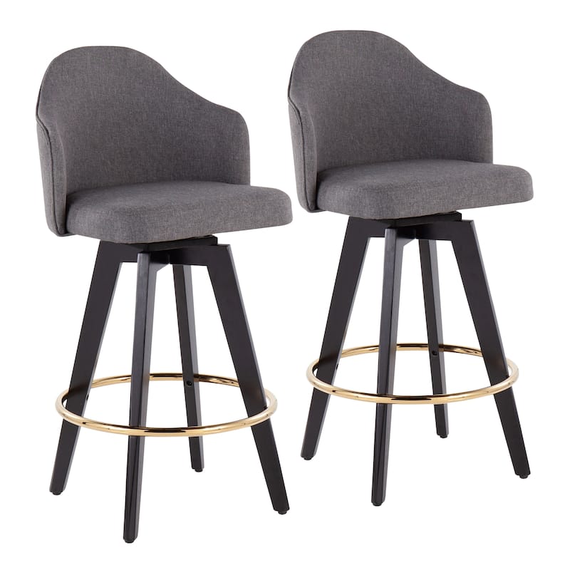 Carson Carrington Valsatra 26" Upholstered Counter Stool with Black Wood Base (Set of 2)