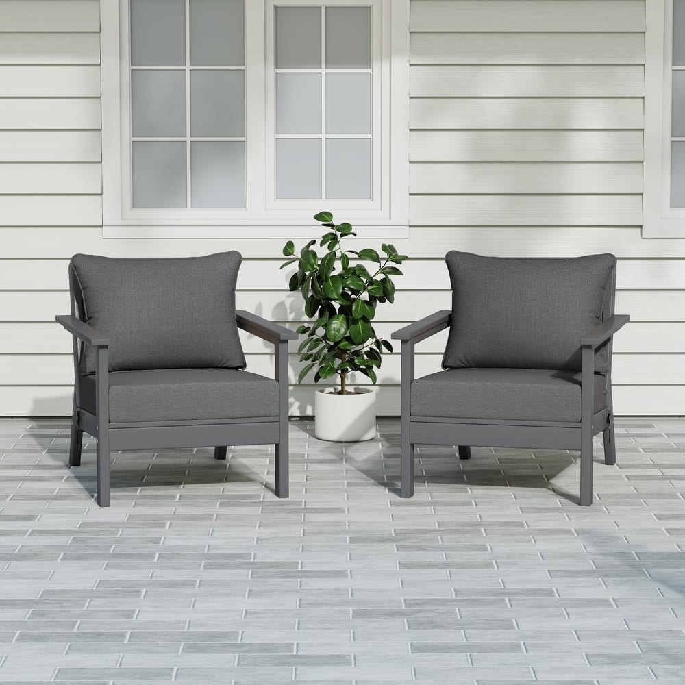 Birchwood All Weather HDPE Outdoor Patio Gray Deep Seating Conversation Set With Cushions (2-Piece)