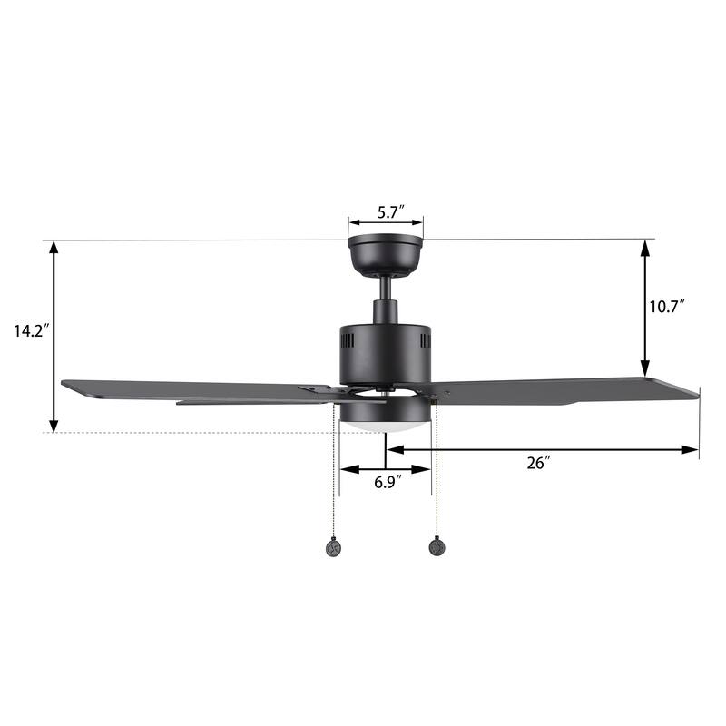 CARRO Aurora 52" 4-Blade Ceiling Fan with Light and Pull Chain-Downrod