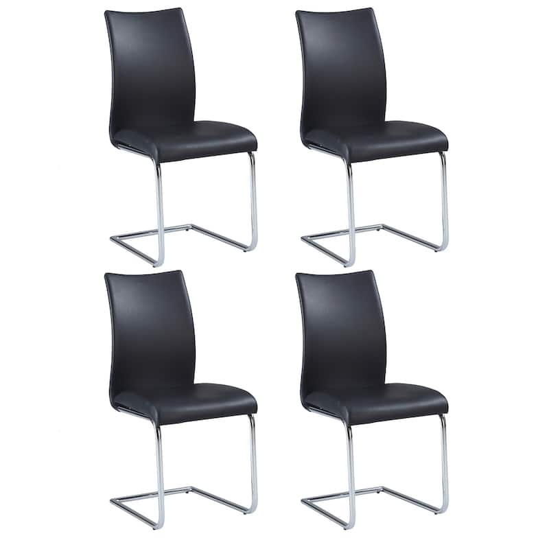 Somette Lillian Gloss White 5-Piece Dining Set with Black Chairs