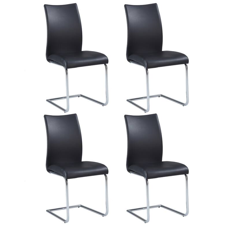 Somette Tina 36" Round Glass 5-Piece Dining Set with Black Chairs