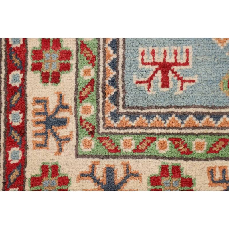 Light Blue Kazak Oriental Rug Handmade Accent Wool Carpet - 2'9" x 4'3"