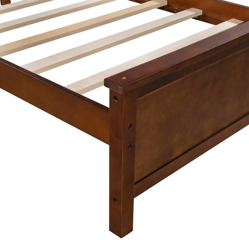 Twin Size Solid Wood Platform Bed with Headboard & Footboard