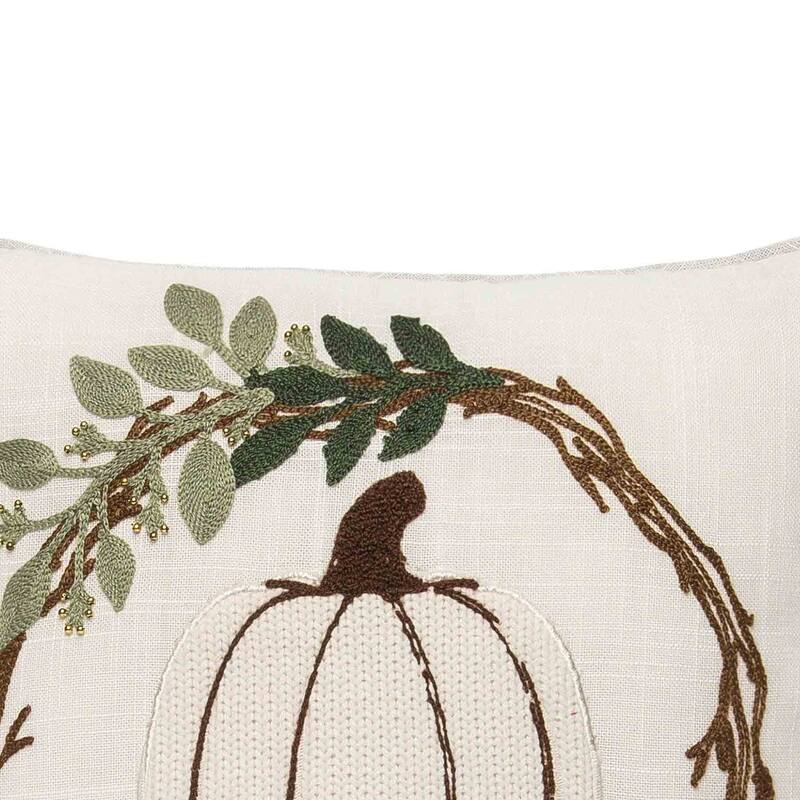 White Pumpkin Wreath Pillow
