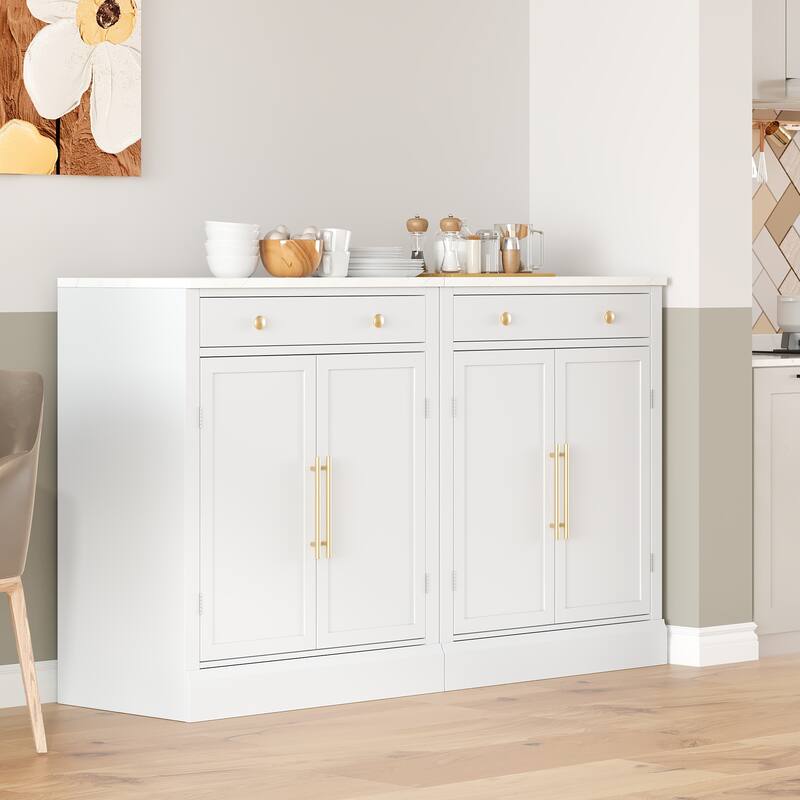 Modern Freestanding Kitchen Pantry Buffet Food Storage, Set of 2