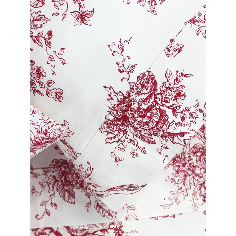 400 Thread Count Cotton Toile Pleat Sheet Set - 5 Color