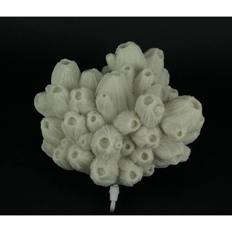 White Faux Tube Coral Decorative Coastal Art Accent Lamp - 8 X 9.75 X 8.5 inches