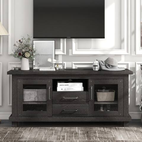 Retro Industrial Vintage Particleboard TV Stand with Two Drawers