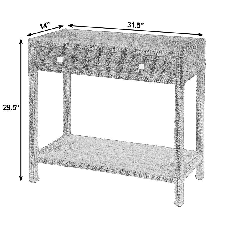 Como 31.5 in. W Rectangular Banana Leaf 1 Drawer Console Table with Lower Open Shelf