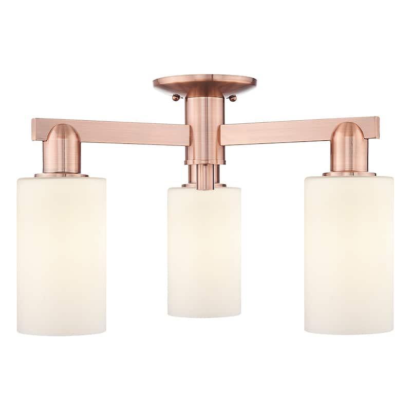Innovations Lighting 716-3F-11-22 Clymer Semi-Flush Clymer 3 Light 22" - Antique Copper / Matte White