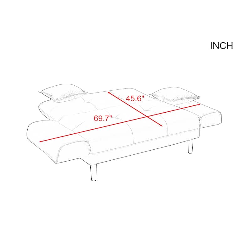 Multifunctional Sofa Bed Sleeper with 2 Pillows Beige Fabric