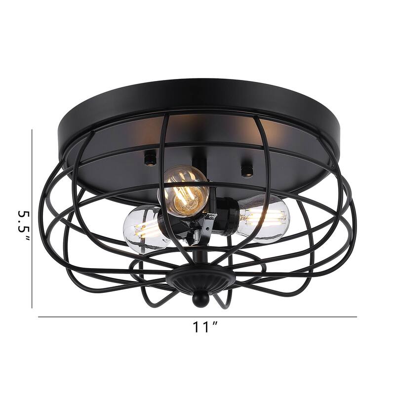 Black Retro Industrial Style Flush Mount Ceiling Light