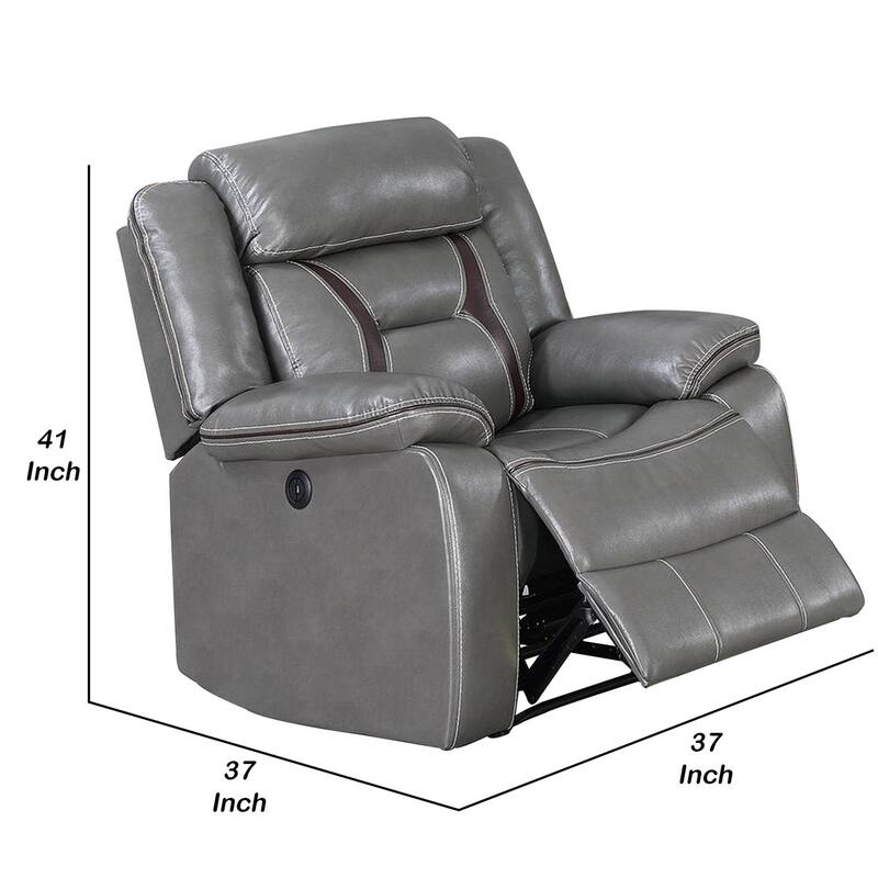 Leatherette Power Glider Recliner with USB Dock, Gray