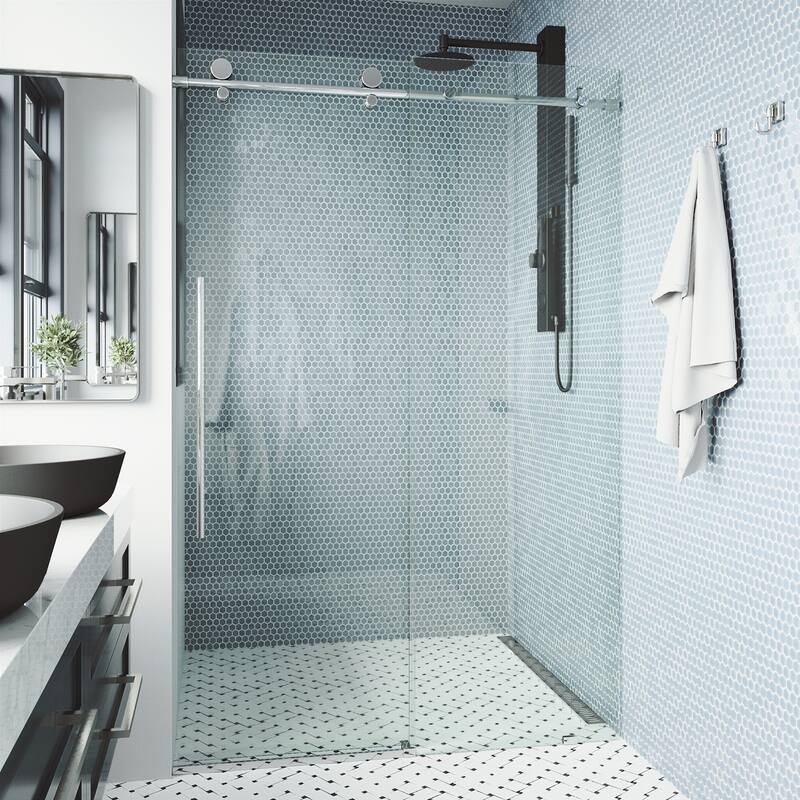 VIGO Elan E-Class Frameless Sliding Shower Door - 48" to 52" W x 76" H - Chrome