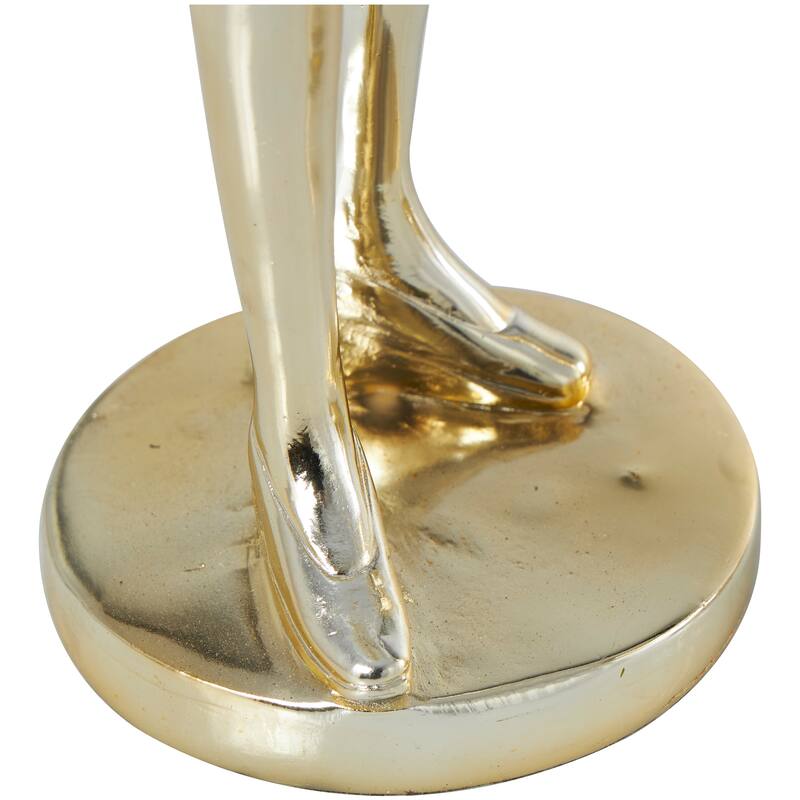 Gold Resin Musician Decorative Sculpture with Accordion and Saxophone (Set of 2)