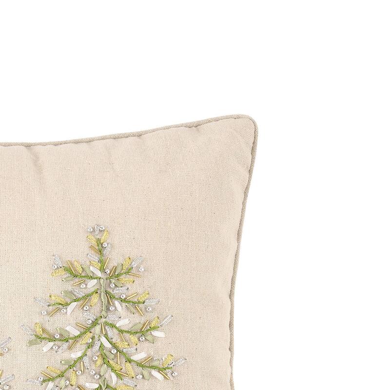 Christmas Winter Garden Ribbon Art Tree 16" x 16" Throw Pillow