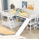 preview thumbnail 1 of 16, Twin over Full Solid Pine Wood Bunk Bed with Twin Loft Bed, Built-in Desk, Slide White