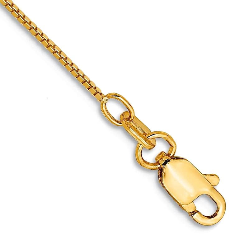 Curata 14k Yellow Gold 7" Solid 0.7mm Box Chain Layering Bracelet