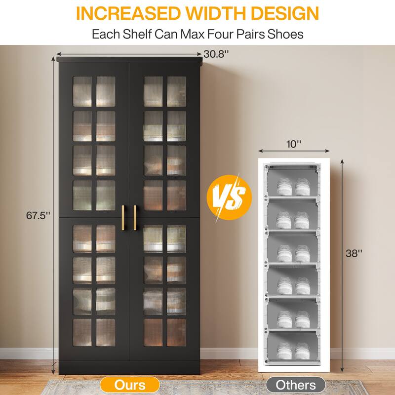 9-Tier Modern Shoe Storage Cabinet with Doors and Adjustable Shelves