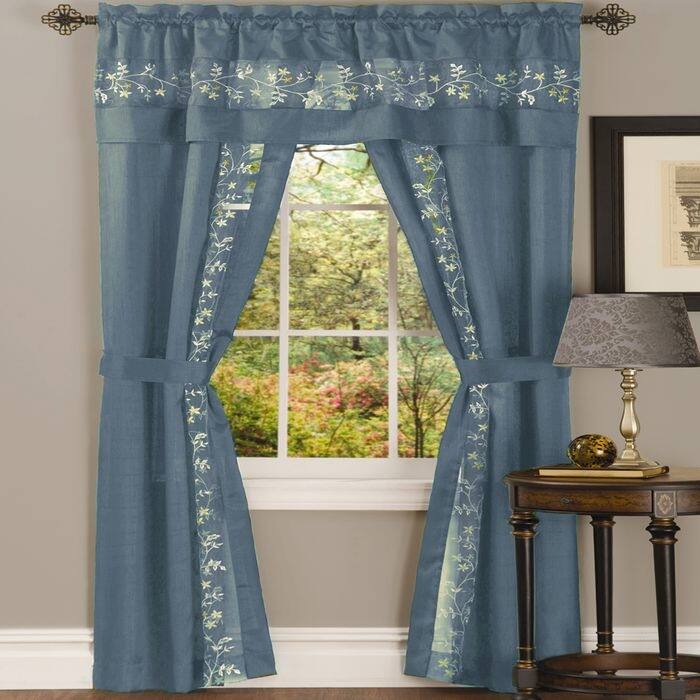 Achim Fairfield 5-piece Window Curtain Set - 63 Inches - Ice Blue