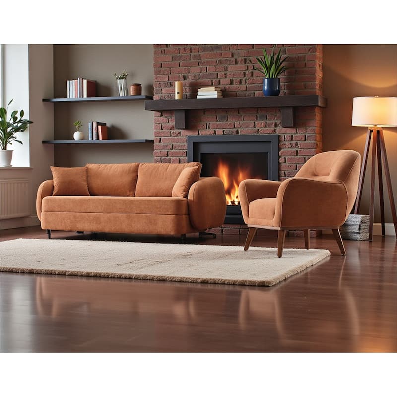 Midway 2 Pieces Living Room Sets 1 Sofa 1 Chair - Orange