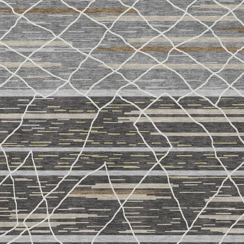 HomeRoots Striped Modern Rectangle Outdoor Rug