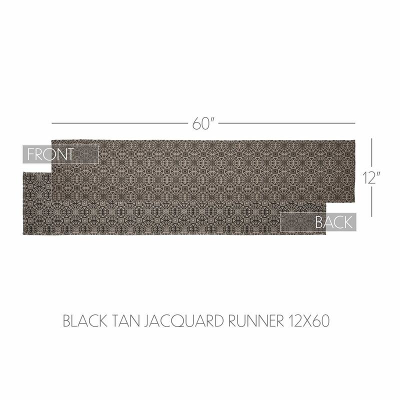 Custom House Black Tan Jacquard Runner 12x36