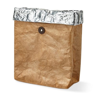 Caravan Insulated Lunch Bag - Brown Aluminum Tote, Wipe Clean, 11.8" H x 9.84" L x 4.33" W, Perfect for Summer Outings