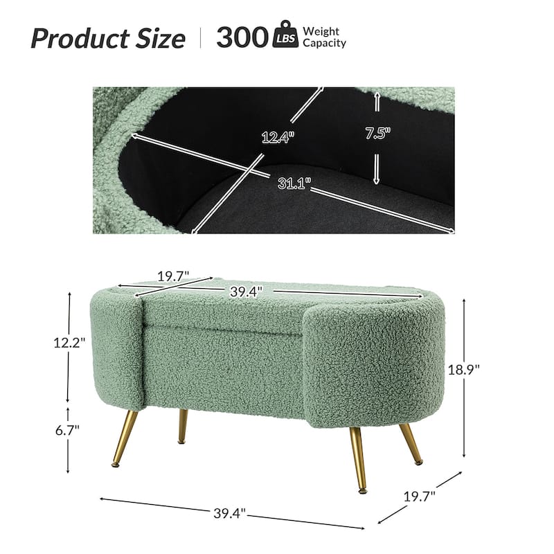 Clara 39.4" Wide Storage Bench with Metal Legs