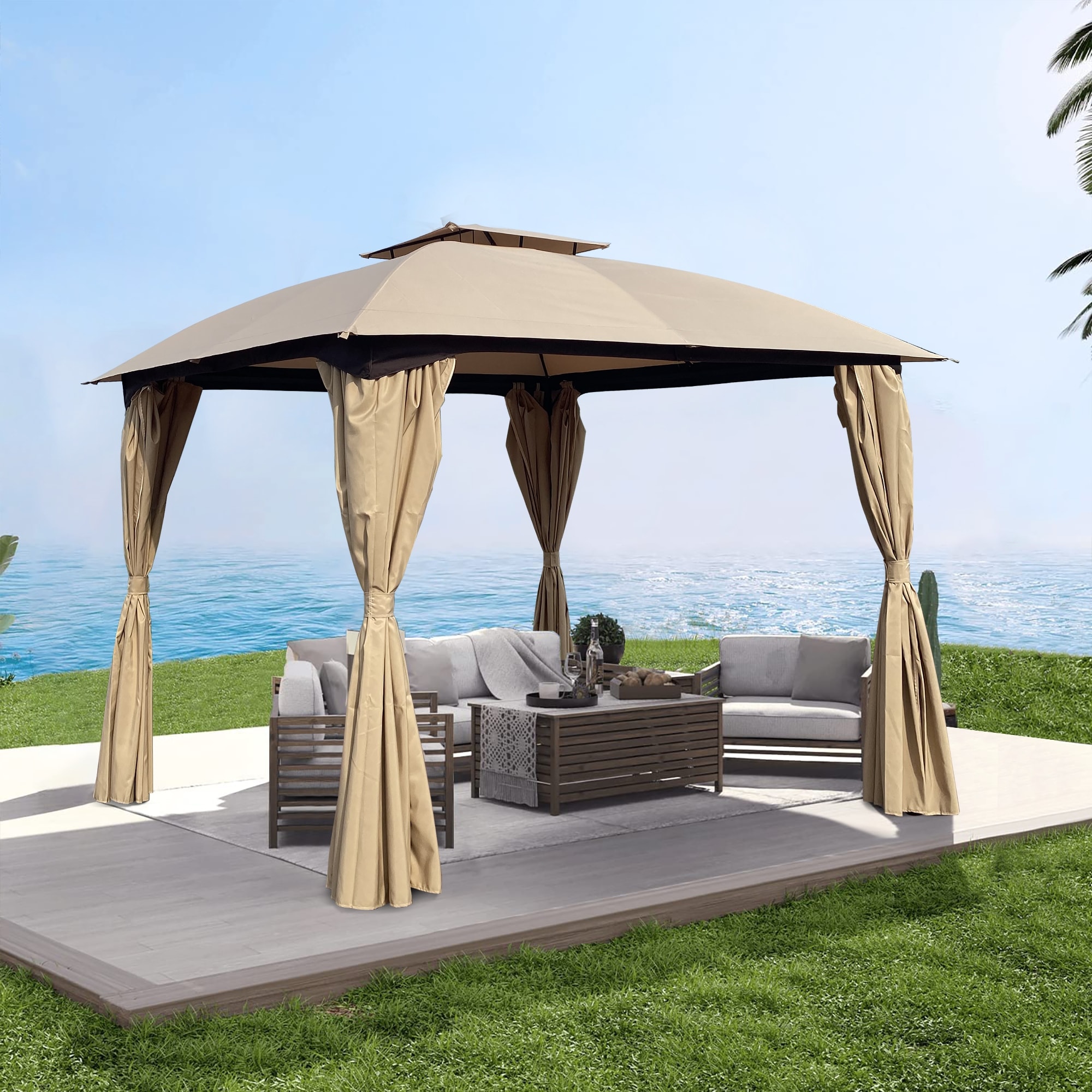 9.8x9.8 Ft Outdoor Patio Garden Gazebo Canopy Double layer Top