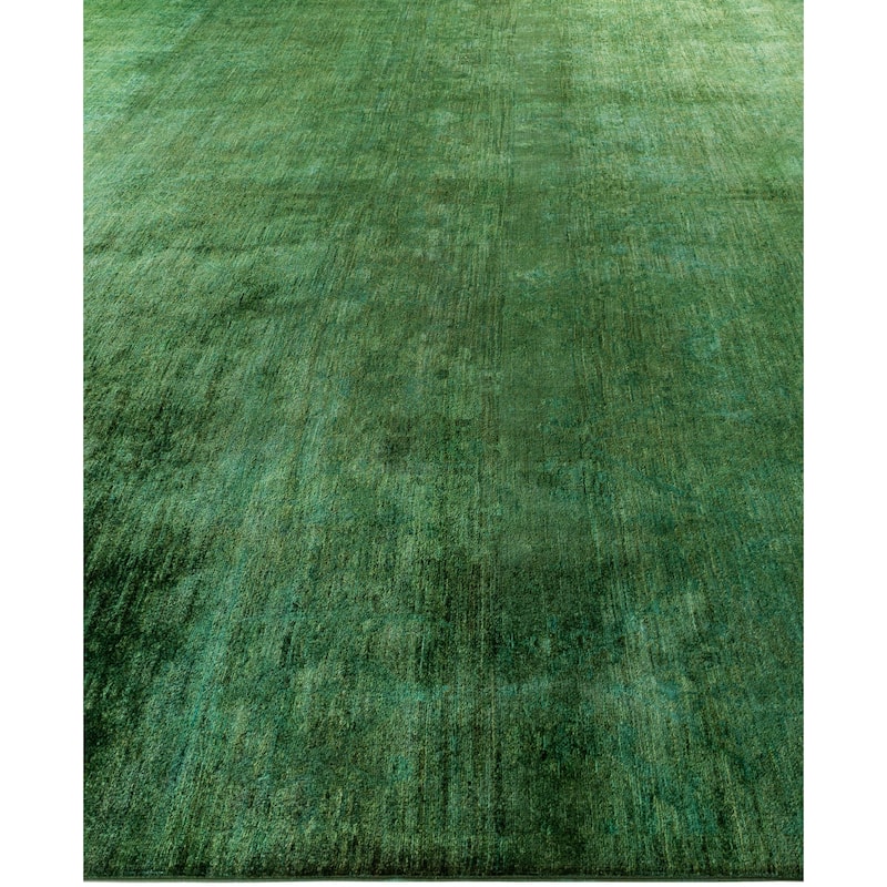 Overdyed One-of-a-Kind Hand-Knotted Area Rug - Green - 12' 1" x 15' 8"