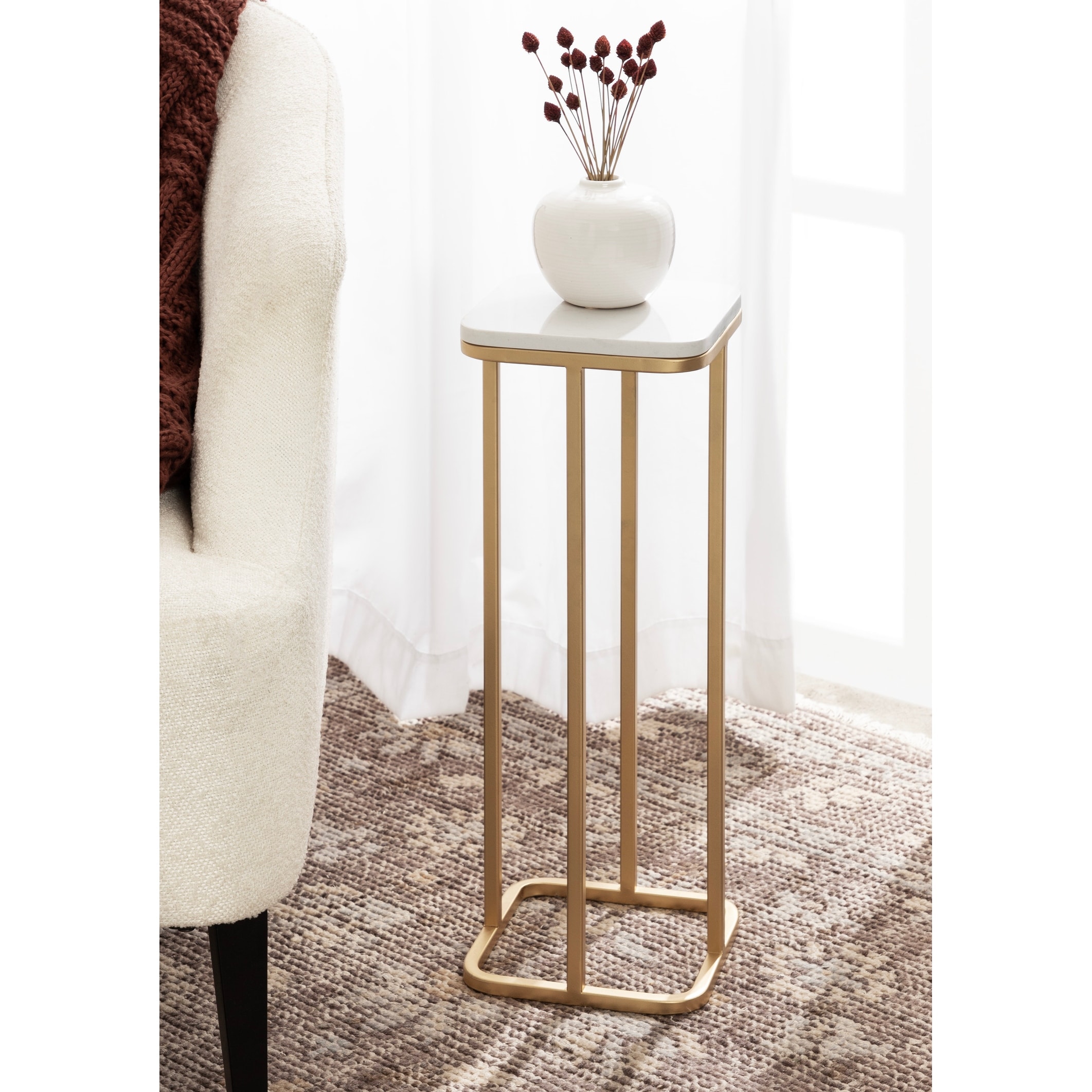 Kate and Laurel Credele Marble and Metal Drink Table