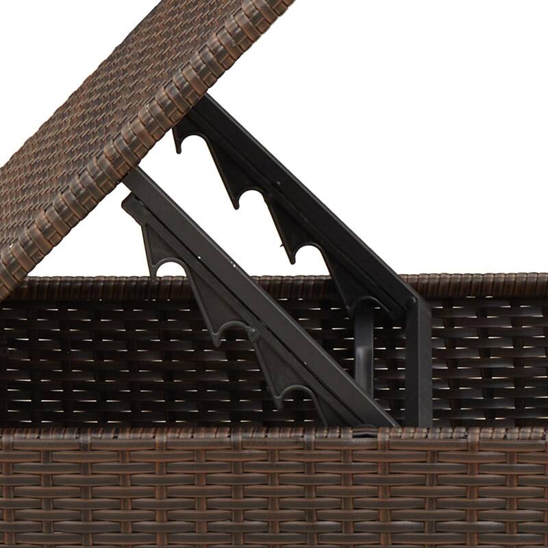 vidaXL Patio Stool with Cushion Ottoman Seating Poly Rattan Brown/Gray/Black - 21.7x21.7x14.6 in
