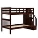 preview thumbnail 31 of 36, Contemporary Modern Style Twin Over Twin Bunk Bed with Storage Staircase,Solid Wood Bed with Full-Length Guardrail