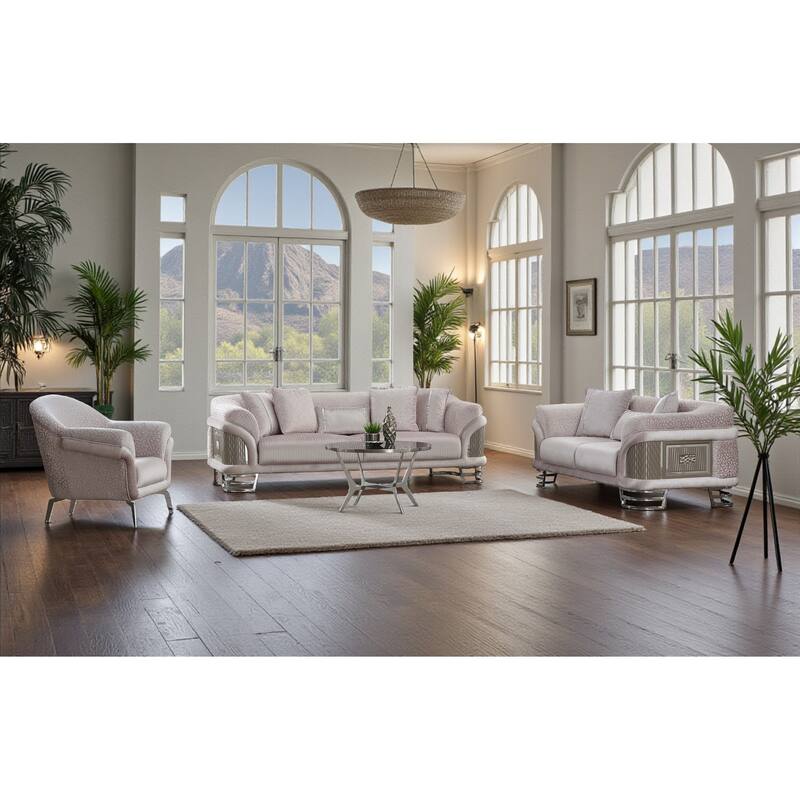 Moderna 3 Pieces Living Room Sets 1 Sofa 1 Loveseat 1 Chair - Lıght grey