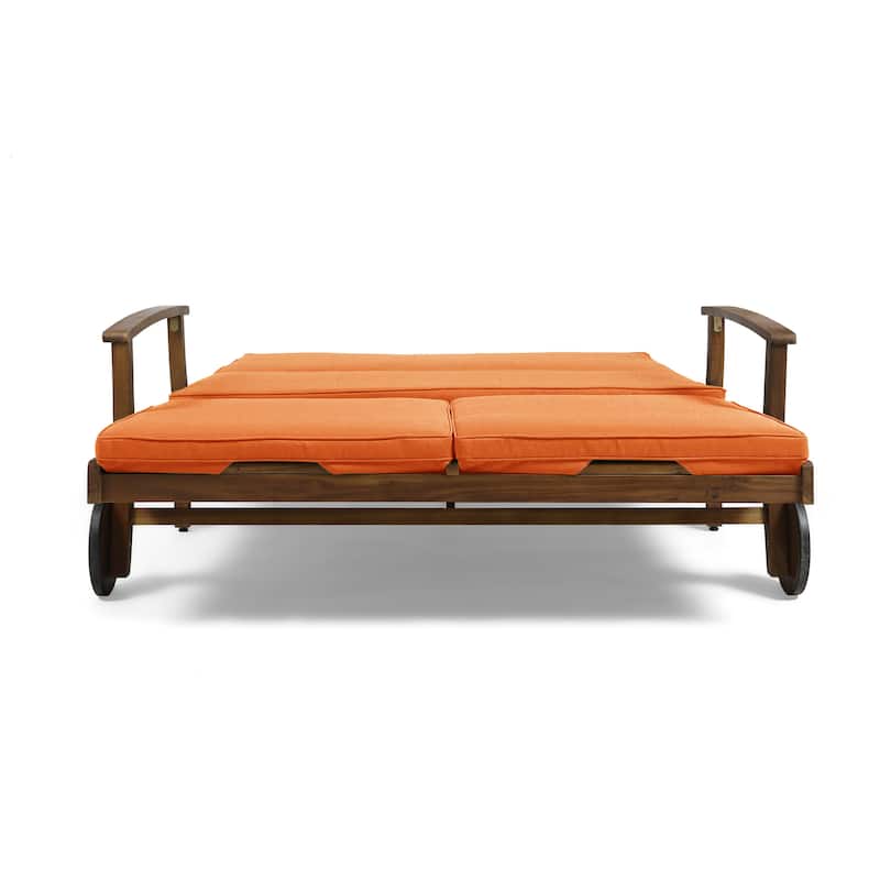 Perla Outdoor Acacia Wood Double Chaise Lounge by Christopher Knight Home