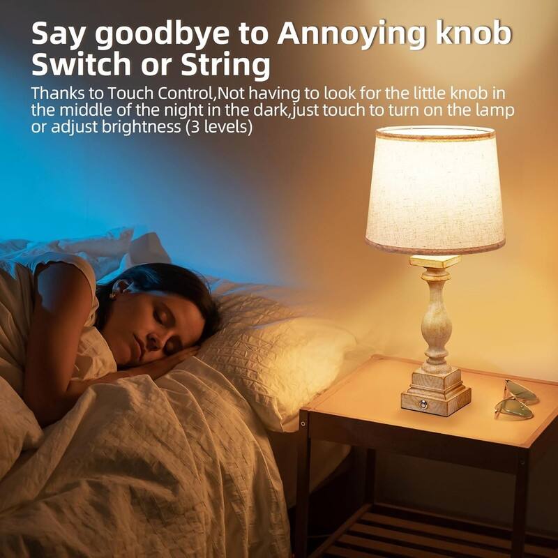Touch Lamps for Bedroom Set of 2,Bed-Side Table Lamps