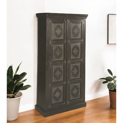 HomeRoots 72" Dark Brown Solid Wood Pantry Or Storage Closet - 36' X '72' X '16