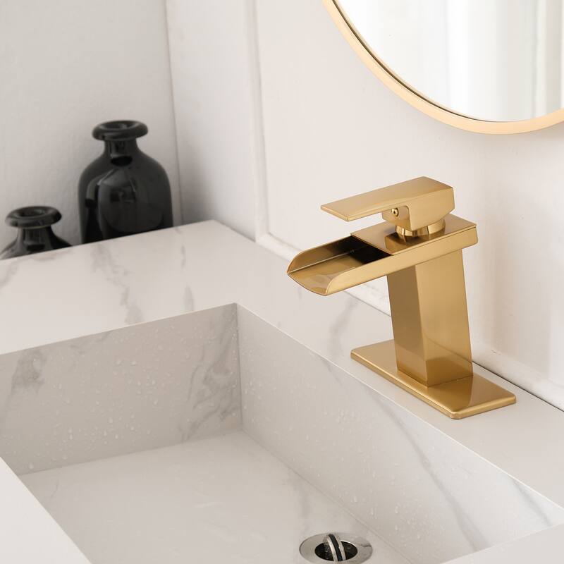 Waterfall Bathroom Sink Faucet Single Handle Bathroom Faucets One Holes Modern Basin Vanity Mixer Taps With Valve