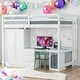 preview thumbnail 1 of 16, Full Size Loft Bed with Wardrobe,Desk and Storage Drawers White