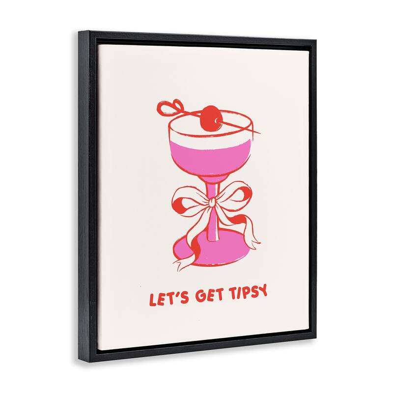 Stupell Let's Get Tipsy with Glass Framed Floater Canvas Wall Art Design By House of Lulu